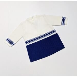 Vintage Spur Mod Sweater Girls Sz 18m Cream Blue